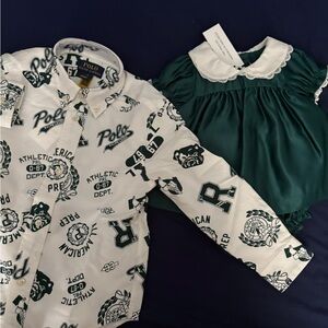 Polo by Ralph Lauren Kids White Shirt with Green Graphics